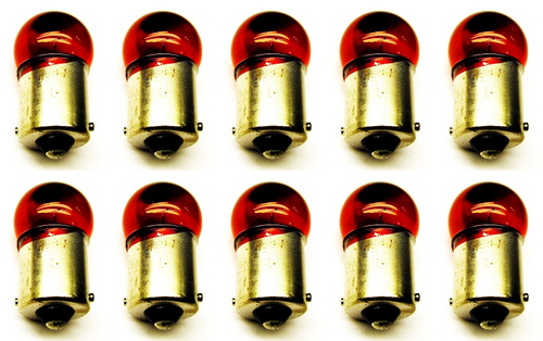 Box of 10 #63R (63 Red) Lamp Auto Bulb Automotive Lightbulbs, 7V, 4.4W, BA15s