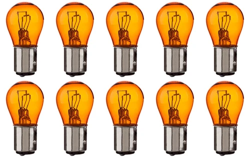 Box of 10 #2357NALL 2357 Natural Amber Long Life Lamp Auto Bulb Lightbulb BAY15d