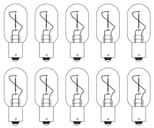 Box of 10 #1940 Bulb, 14 V, 3.57A, 50W, BA15s, Vertical/Axial Filament