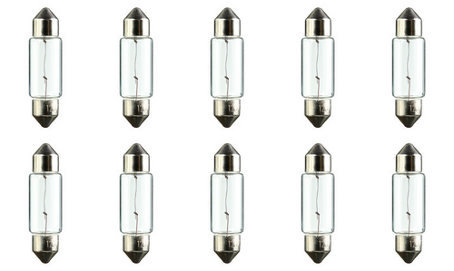 Box of 10 #6486LL 6486 Long Life Lamp Auto Bulb Festoon 12 Volt, 6 Watt
