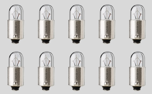 Box of 10 Bulbs #3895, 6V, 2W, BA9s, T-2 3/4