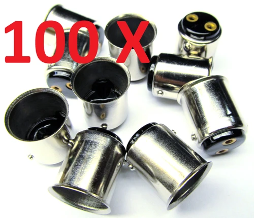 BA15d Bayonet Base 100 Pack Car LED Light Lamp Bulb Socket Base Adapter 1076