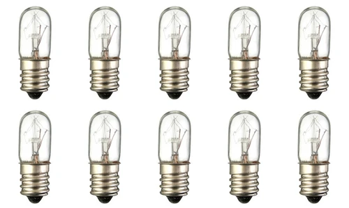 Box of 10 Bulbs 3T4 Light Bulb, 3 Watt 120V, T4, Candelabra E12 Base, 3W