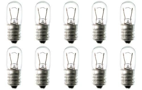 Box of 10 Bulbs 3T4.5 Light Bulb, 3 Watt 12V, T4.5, Candelabra E12 Base, 3W