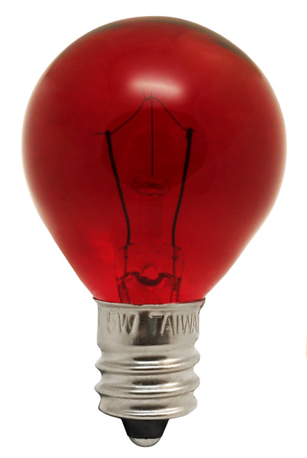 Red Bulb 5W, 24V, G9.5, Candelabra E12 Base, 5 Watt, 24 Volt, 31mm dia, Decor