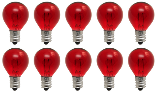 10 pack Red Bulb 5W, 120V, G9.5, Candelabra E12 Base, 5 Watt, 120 Volt, Decor