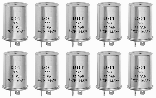 TEN (10) pcs 2-Prong Thermal Turn Signal Flasher Relay FL577, Extra Loud 552/536