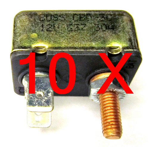 30A Type 1 Circuit Breaker, CBD-30, Stud + 2 Quick-Disconnect 0.25" (Pack of 10)