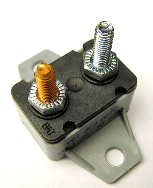 15A Type 1 Circuit Breaker, CBP-15BA, Stud + 2 Quick-Disconnects 0.25"