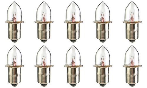 Box of 10 PR33 Miniature Flanged Flashlight Bulb, 2.6V, 2.6W