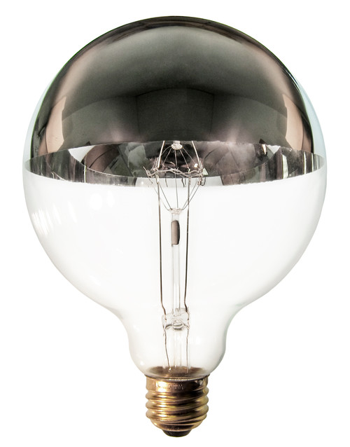 150W Silverbowl 5" Vanity/Decorative Bulb 120 Volt 150 Watt E26 Base, 150G40/2SB