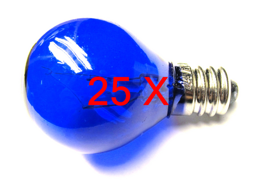 25 pack Blue Bulb 5W, 24V, G9.5, Candelabra E12 Base, 5 Watt, 24 Volt, Decor