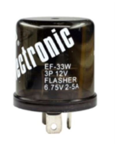 3-Prong Electronic Turn Signal Flasher Relay EF33W, Three Pins Round, 5 Amps