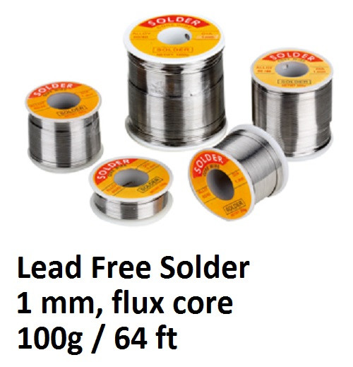 Solder 100g / 3.5oz  Spool, 1mm dia, with flux core, Lead Free