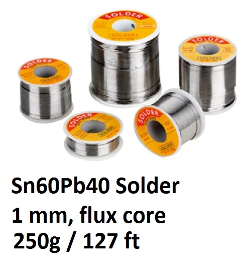 Solder 250g / 8.8oz Spool, 1mm dia, with flux core, 60/40 Sn60Pb40