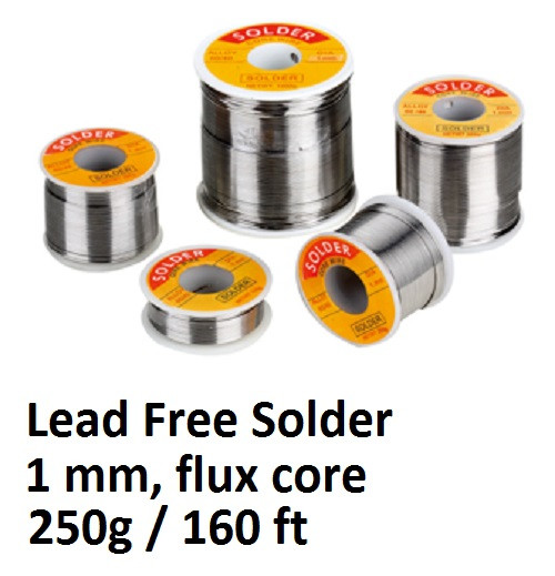 Solder 250g / 8.8oz  Spool, 1mm dia, with flux core, Lead Free