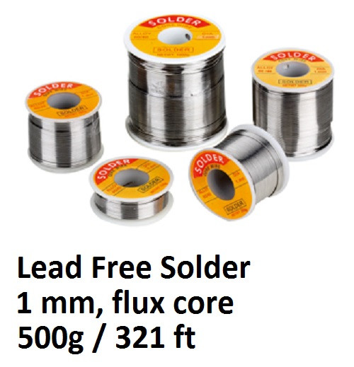 Solder 500g / 17.6oz Spool, 1mm dia, with flux core, Lead Free