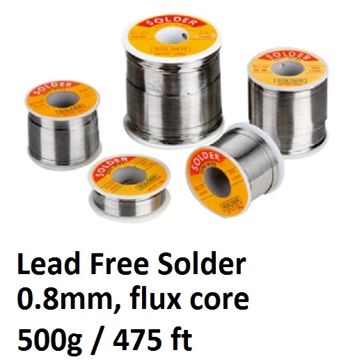 Solder 500g / 17.6oz Spool, 0.8mm dia, with flux core, Lead Free