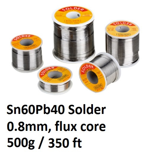 Solder 500g / 17.6oz Spool, 0.8mm dia, with flux core, 60/40 Sn60Pb40