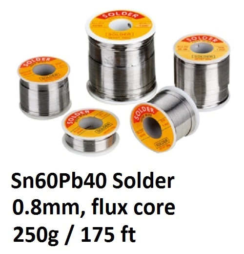 Solder 250g / 8.8oz  Spool, 0.8mm dia, with flux core, 60/40 Sn60Pb40