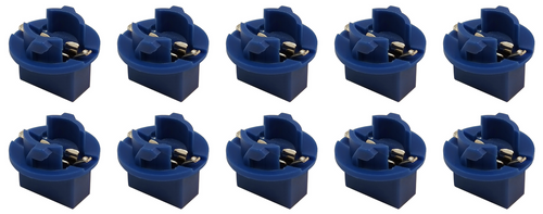 10 pcs PCB bulb socket, blue, for W2.1x9.5d wedge bulbs (for 158, 194, 555 etc)