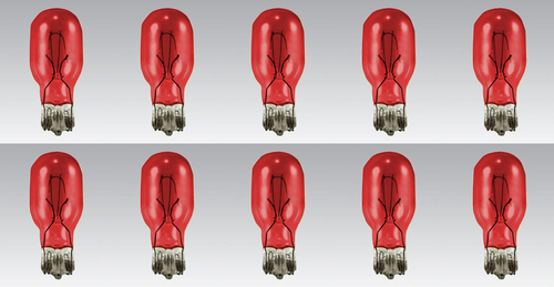 Box of 10 #901R (901 Red) Bulbs Automotive Lightbulb 12.8V, 4W, Wedge W2.1x9.5d