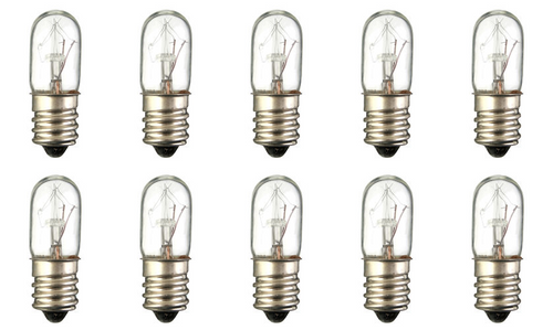 Box of 10 Bulbs 15T4 Light Bulb, 15 Watt 130V, T4, Candelabra E12 Base, 15W