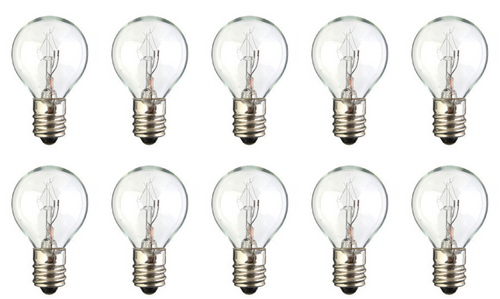 Box of 10 Bulbs 7G8, Clear, 7 Watt, 120 Volt, E12 Candelabra Base