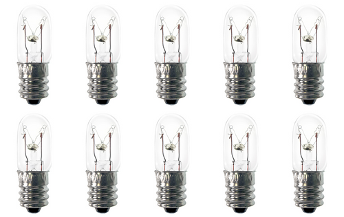 Box of 10 Bulbs 6T4.5 Light Bulb, 6 Watt 48V, T4.5, Candelabra E12 Base, 6W
