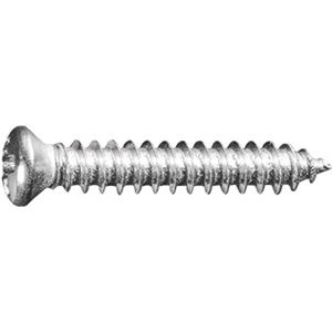Tapping Screw Phillips Oval Head #8 X 1", #6 Head, Chrome (Qty:100)