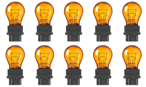Box of 10 #3457NALL 3457 Natural Amber Long Life Auto Bulb Automotive Lightbulb