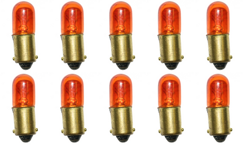Box of 10 #44O (#44 Orange) Lamp Auto Bulb Automotive Lightbulb, 6.3V, 1.58W, BA