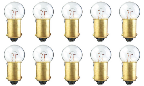 Box of 10 #55 Lamp Auto Bulb Lightbulbs Automotive, 7V, 2.8W, BA9s base