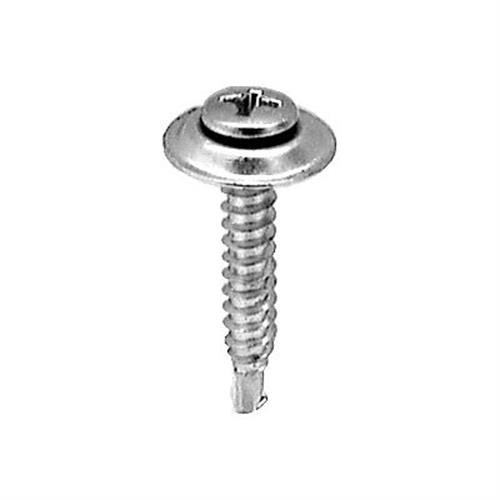 Screw #8-18 X 1" Phillips Countersunk Washer SEMS TEK, Chrome (Qty:50)