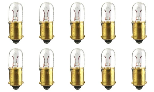 Box of 10 #47 Lamp Bulb Lightbulbs, 6.3V, 1W, BA9s