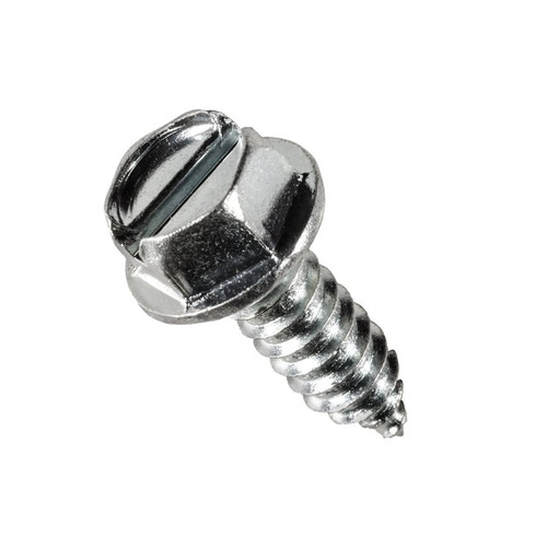 License Plate Screw #14 X 3/4" Slotted Hex Washer Head 0.5" Head Dia (Qty:50)