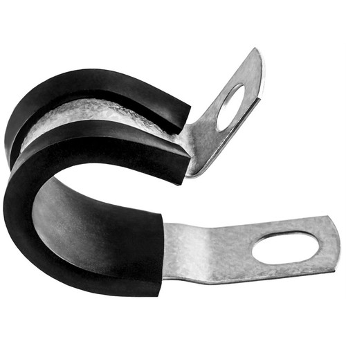 3/8" Steel Clamp With Neoprene Jacket, 1/2" Wide, Zinc Finish (Qty: 10)