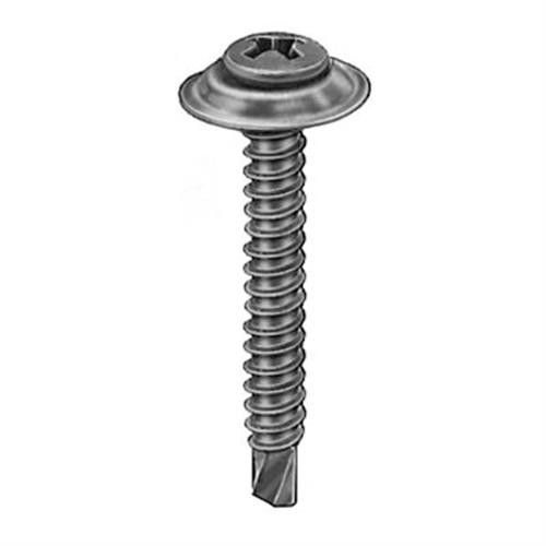 #8-18 x 1-1/4" Phillips Oval Countersunk Washer SEMS TEK Screw, Black (Qty: 50)