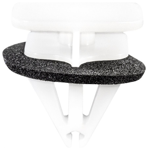 Rocker Moulding Clip With Sealer, White Nylon, 14x18mm Head, for Ford (Qty: 10)