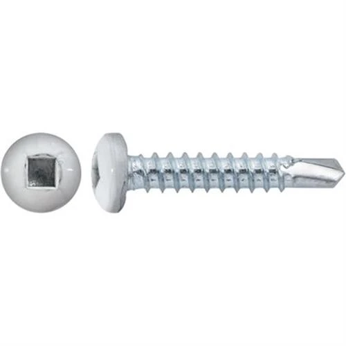 #6 x 3/4 Square Pan Self-Drilling TEK Zinc White Painted Head (Qty: 100)