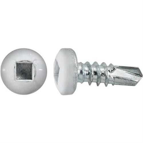 #8 x 1/2 Square Pan Self-Drilling TEK Zinc White Painted Head (Qty: 100)