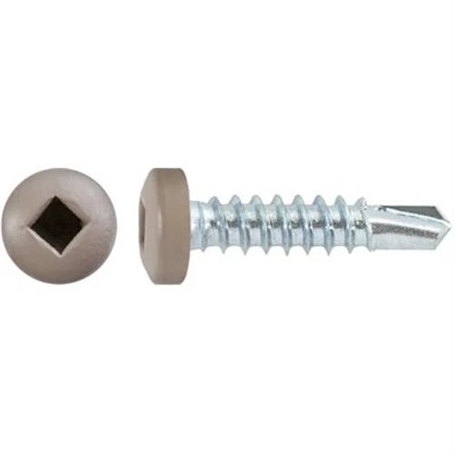 #8 x 3/4 Square Pan Self-Drilling TEK Zinc Tan Painted Head (Qty: 100)
