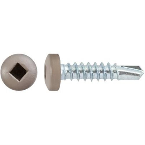 #8 x 3/4 Square Pan Self-Drilling TEK Zinc Tan Painted Head (Qty: 100)