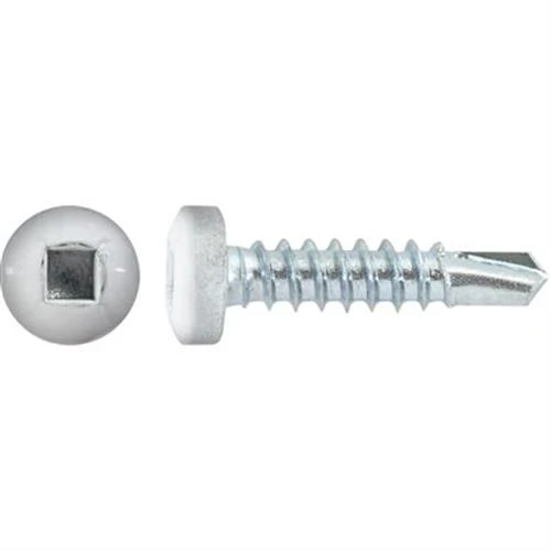 #8 x 3/4 Square Pan Self-Drilling TEK Zinc White Painted Head (Qty: 100)