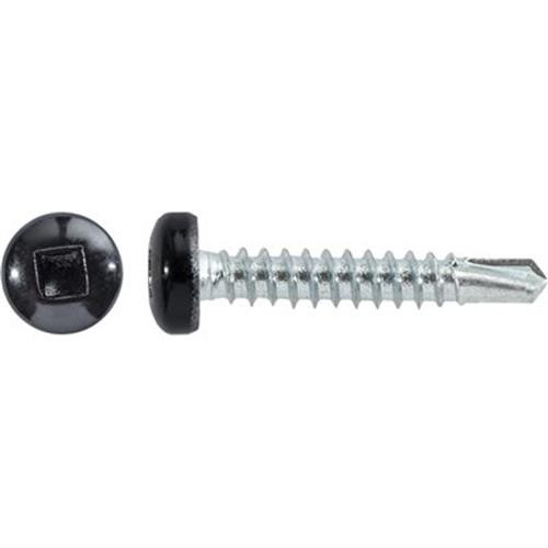 #8 x 1 Square Pan Self-Drilling TEK Zinc Black Painted Head (Qty: 100)