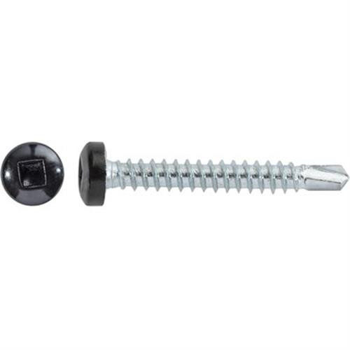 #8 x 1-1/4 Square Pan Self-Drilling TEK Zinc Black Painted Head (Qty: 100)