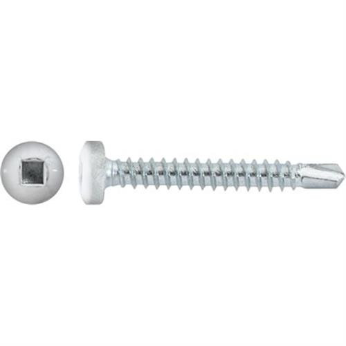 #8 x 1-1/4 Square Pan Self-Drilling TEK Zinc White Painted Head (Qty: 100)