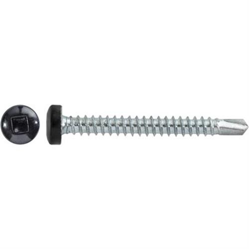 #8 x 1-1/2 Square Pan Self-Drilling TEK Zinc Black Painted Head (Qty: 100)