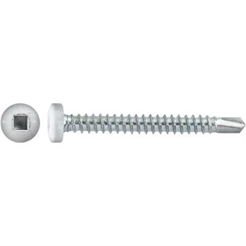 #8 x 1-1/2 Square Pan Self-Drilling TEK Zinc White Painted Head (Qty: 100)