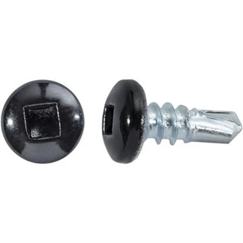#10 x 1/2 Square Pan Self-Drilling TEK Zinc Black Painted Head (Qty: 100)